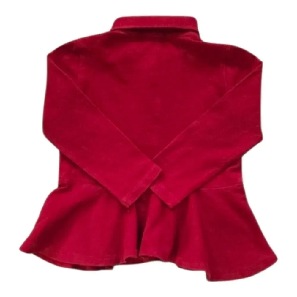 Ralph Lauren Kids Girls Red Peplum Long Sleeve Polo Top